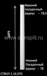 Лепнина ЕВРОПЛАСТ 1.16.070 полуколонна-ствол