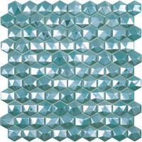 Мозаика Vidrepur Hexagon Diamond № 370D Бирюзовый (на сетке)
